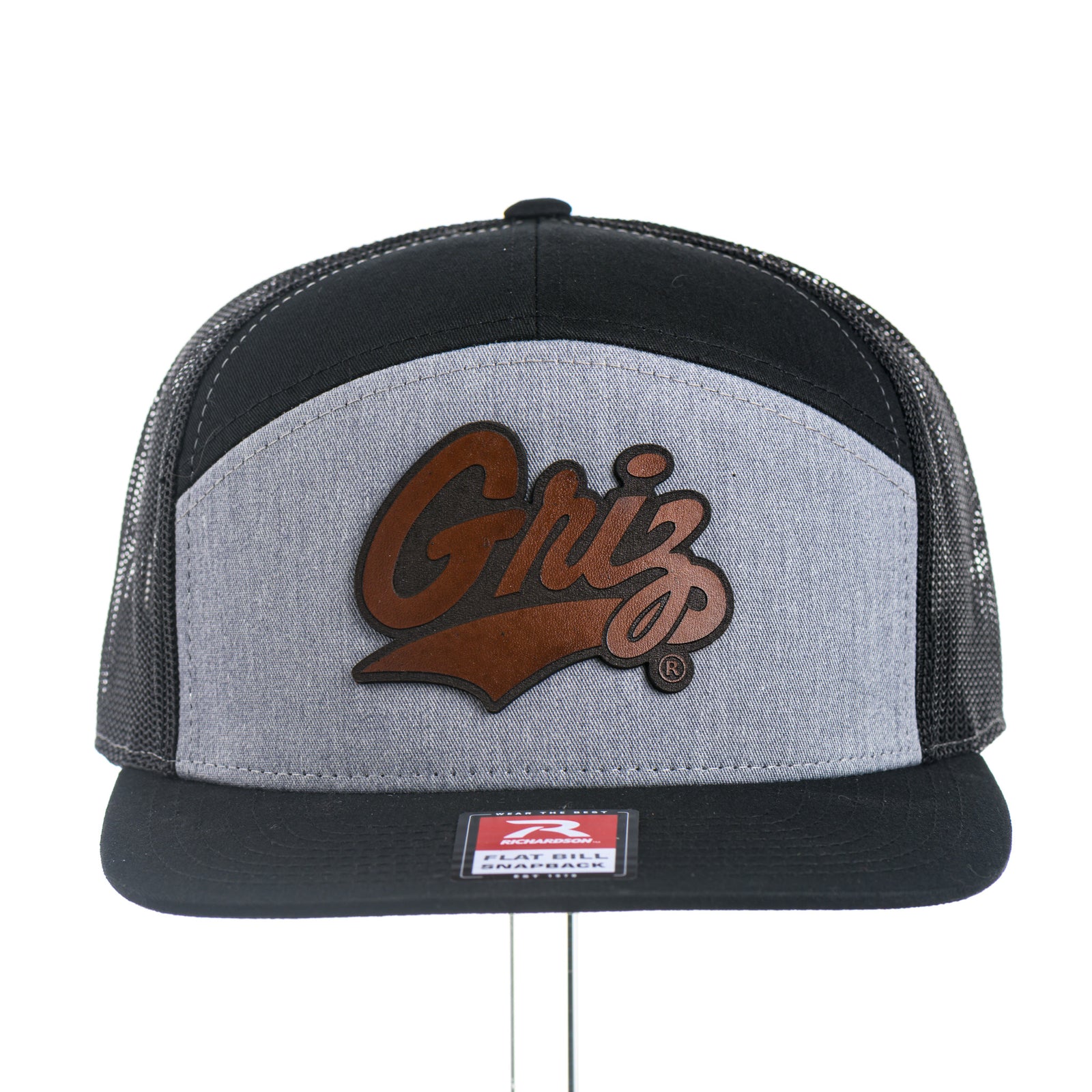 Gray and black cap with 'Griz' logo on a white background