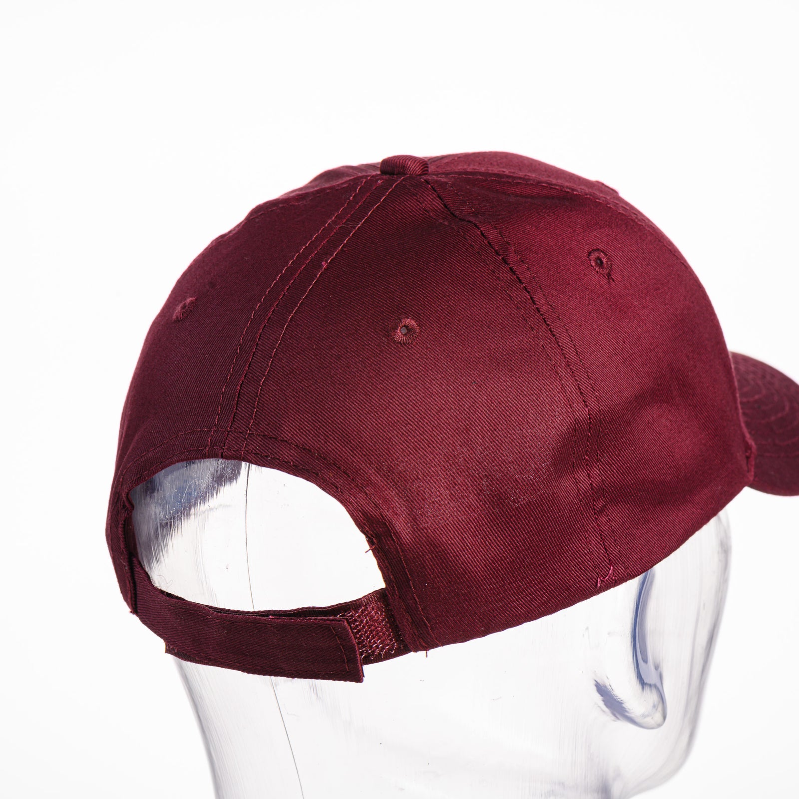 Maroon Griz Script - Six-panel Twill Hat made in Missoula, MT (home of the UM Grizzlies) by Blue Peak Creative—a maroon, six-panel twill baseball cap embroidered with the University of Montana Griz script (back)