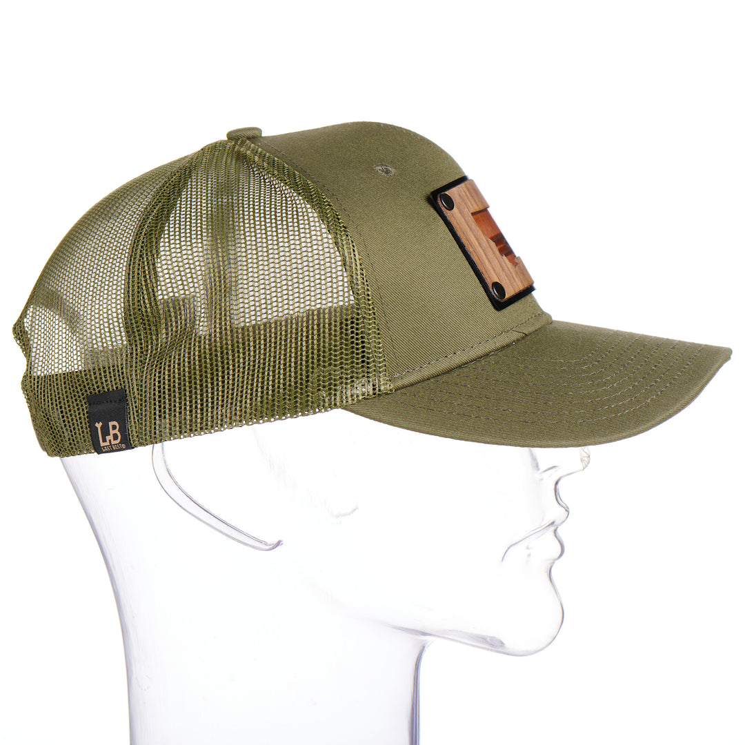 Montana Walnut & Copper Plate Patch Olive Green Trucker Hat