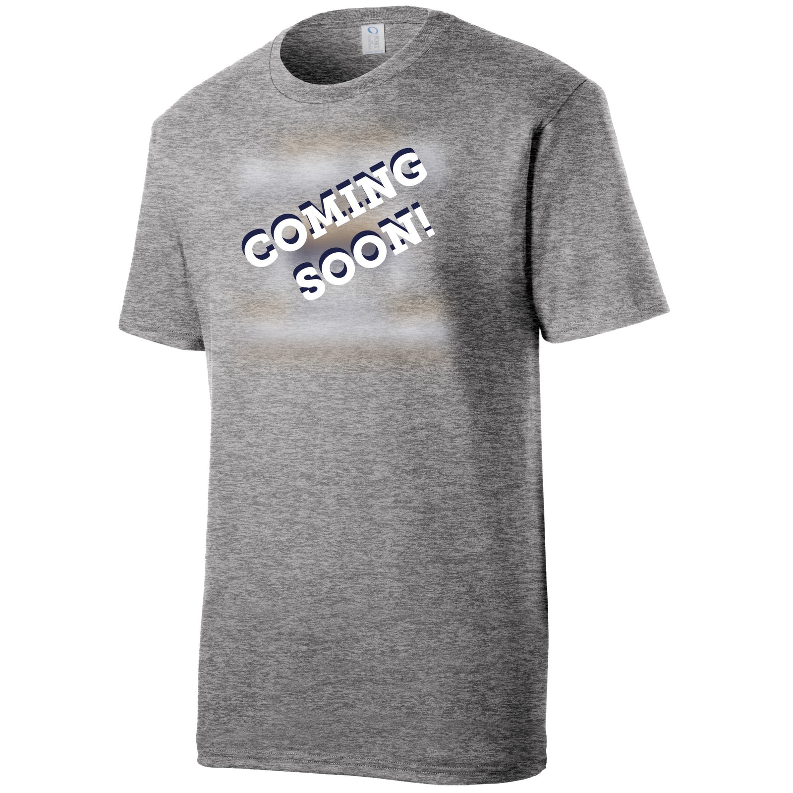 Gray t-shirt with 'COMING SOON!' text on a white background for MSU Bobcats Championship shirt.