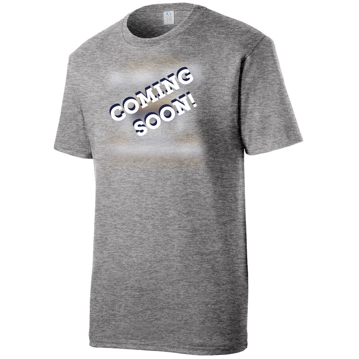 Gray t-shirt with 'COMING SOON!' text on a white background for MSU Bobcats Championship shirt.