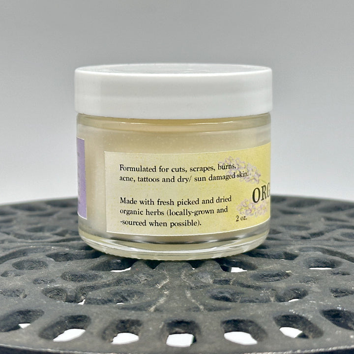 2 oz. jar of Cedarwood & Bergamot Organic Healing Balm, handmade in small batches in Montana by Dr. Smith Botanicals