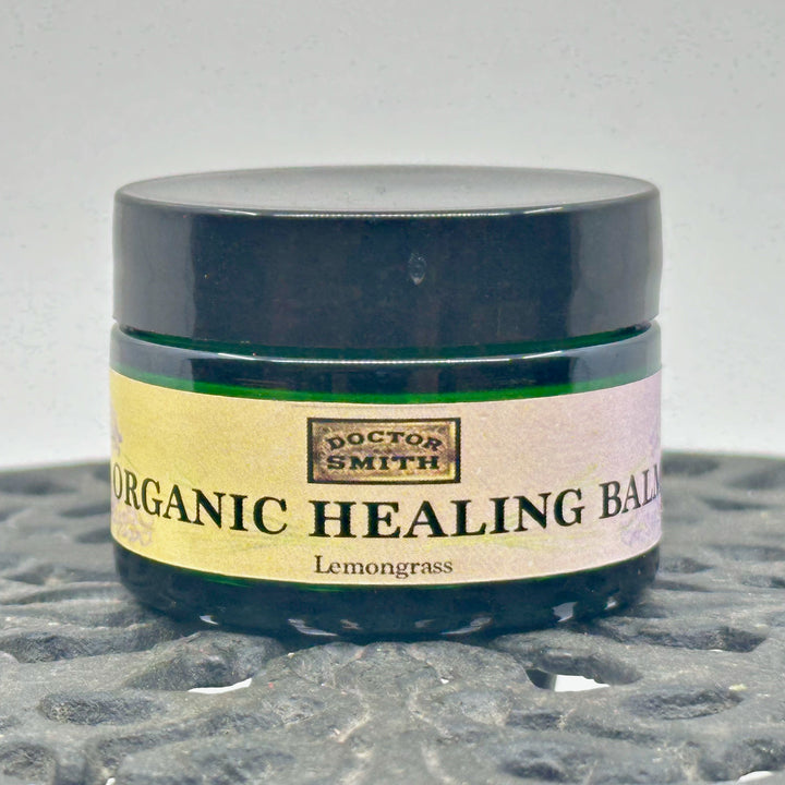 1 oz. jar of Lemongrass Organic Healing Balm, handmade in small batches in Montana by Dr. Smith Botanicals