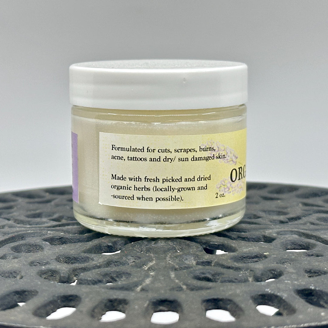 2 oz. jar of Lemongrass Organic Healing Balm, handmade in small batches in Montana by Dr. Smith Botanicals