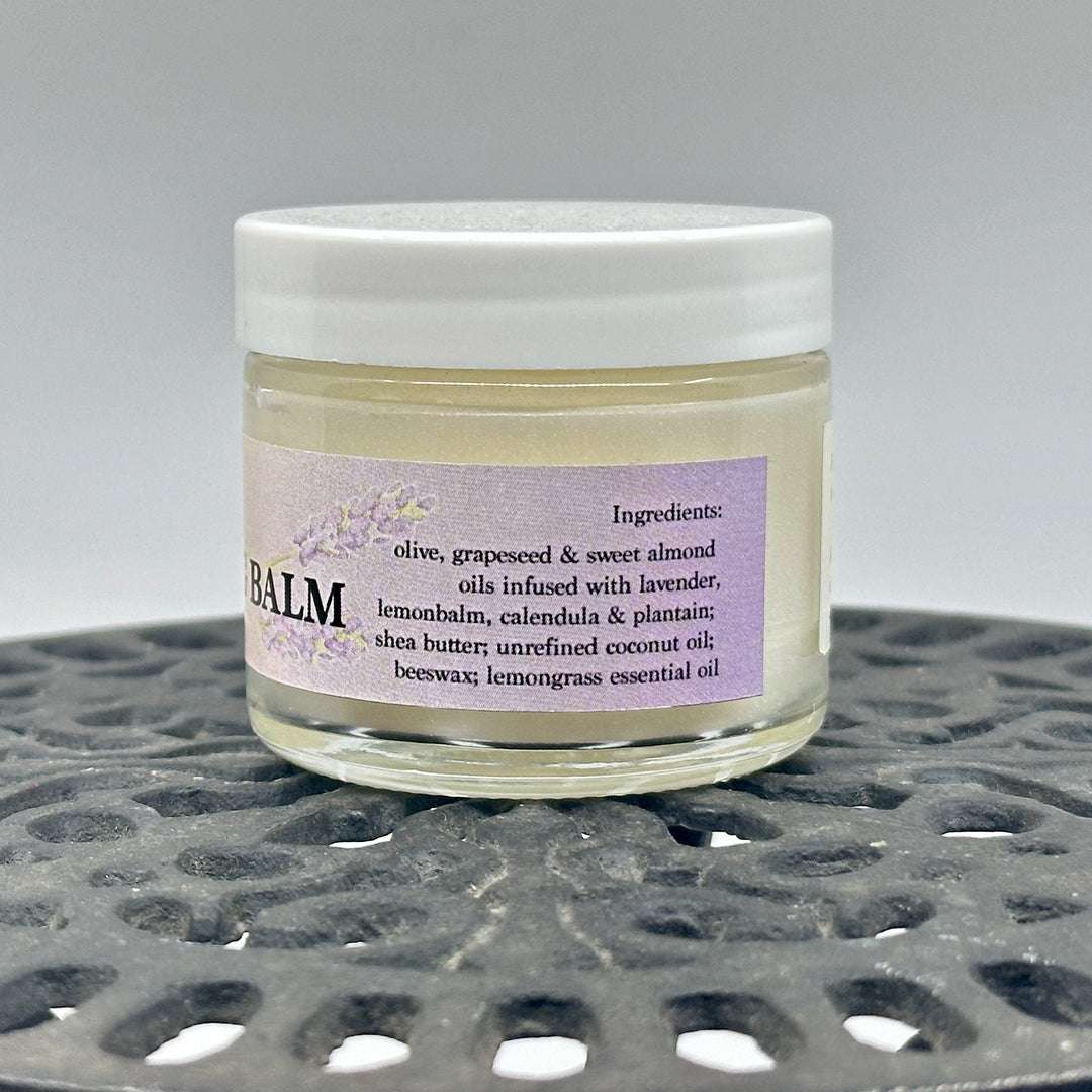 2 oz. jar of Lemongrass Organic Healing Balm, handmade in small batches in Montana by Dr. Smith Botanicals
