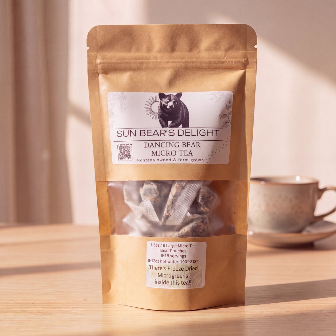 A kraft bag of Eternal Blooms Montana grown Sun Bear&