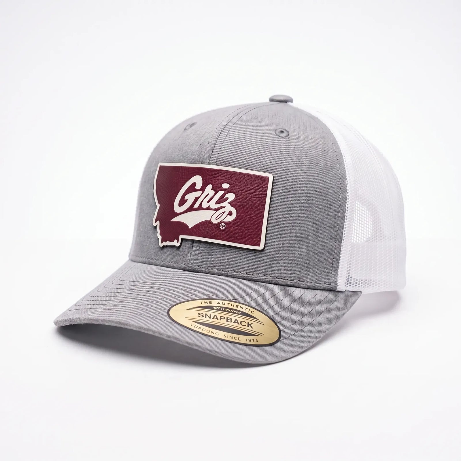 Griz over Montana Leatherette Patch- Retro Trucker Cap