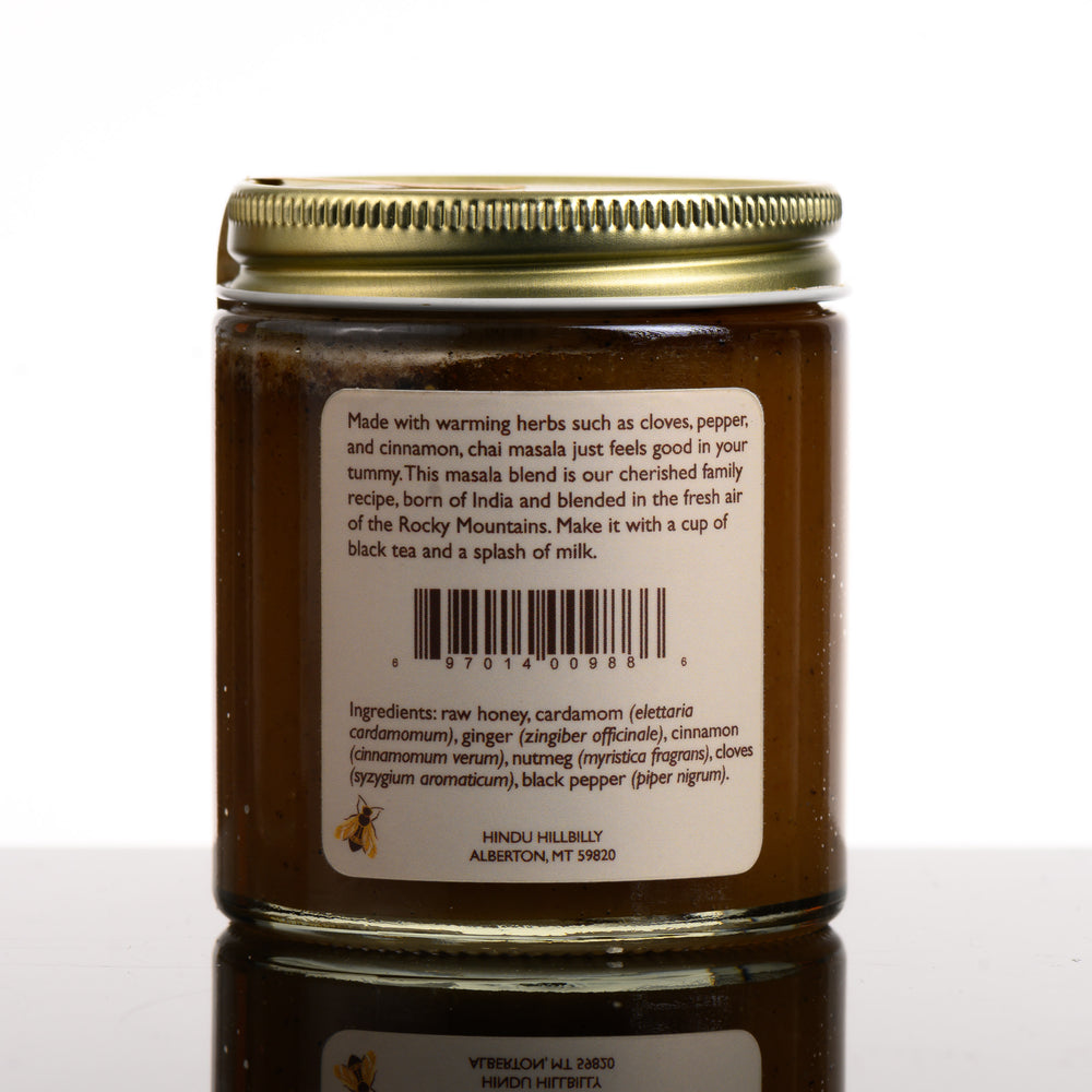 Herbal Honey - Chai Spiced - single-source (Montana) honey, flavored with masala chai spices, handmade in Montana, USA by Hindu Hillbilly