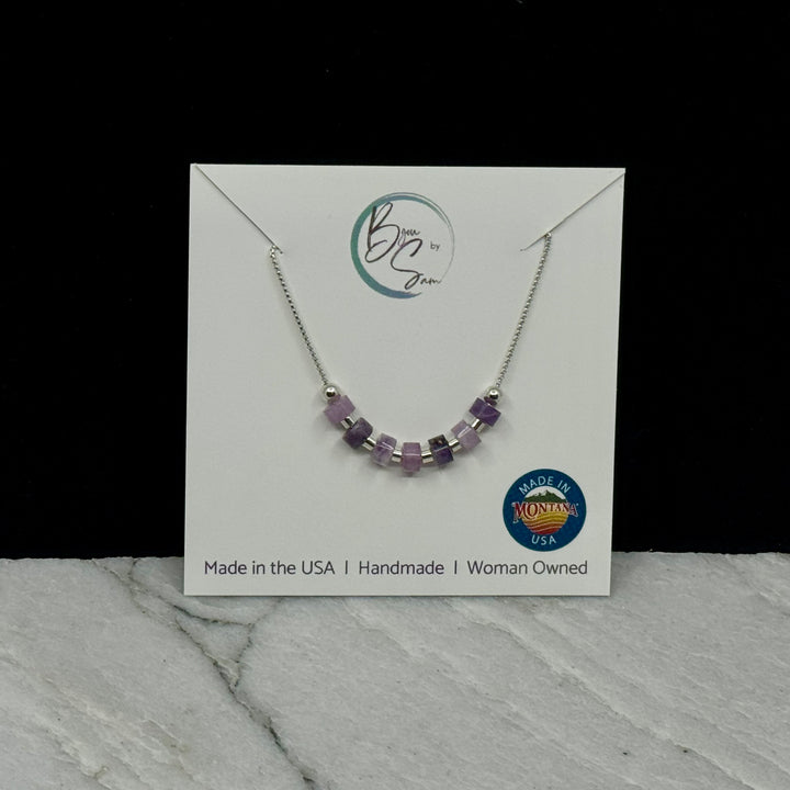 Bijou by Sam's Adjustable Sterling Silver Necklace with Amethyst, on card