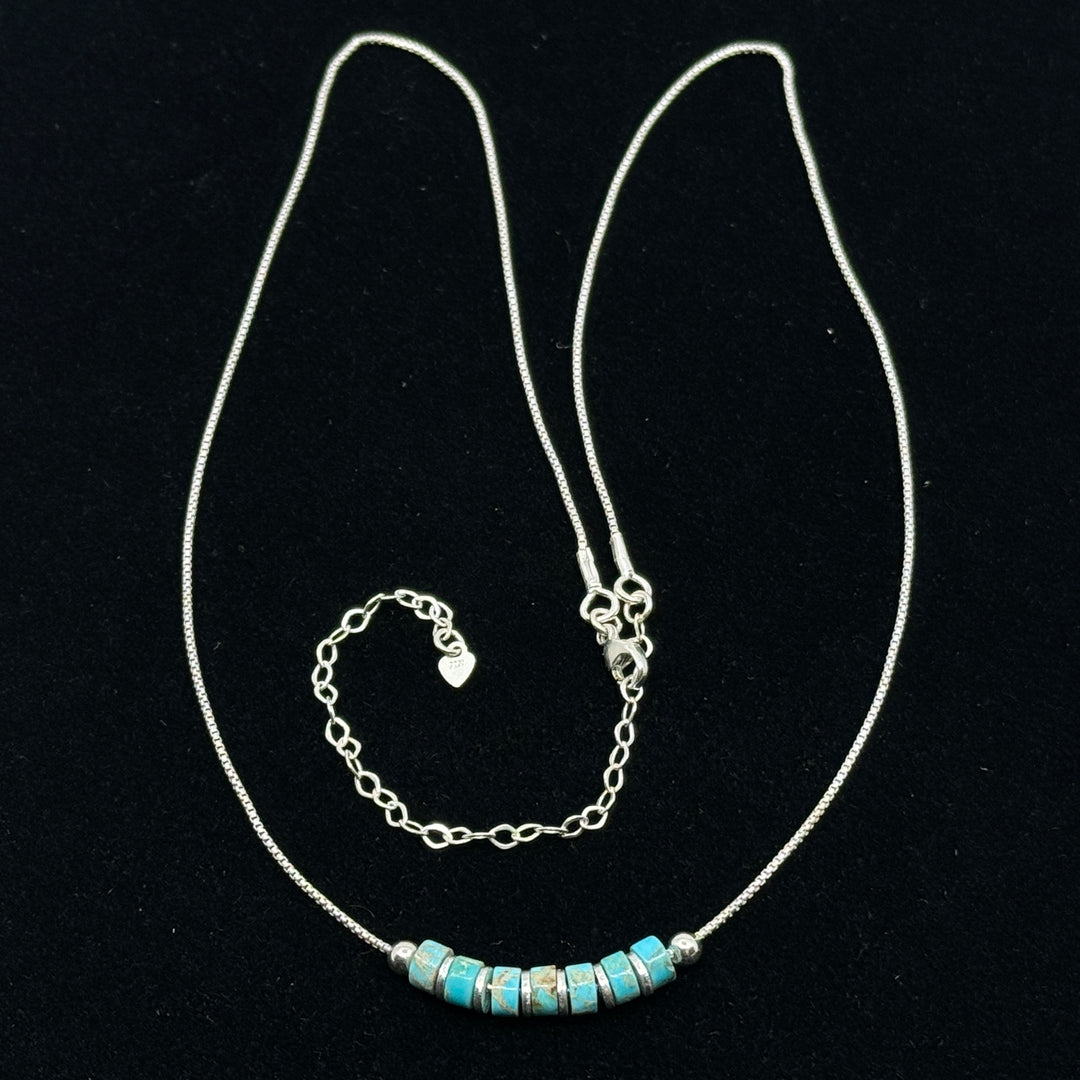 Bijou by Sam's Turquoise Beaded Necklace with Sterling Silver Chain