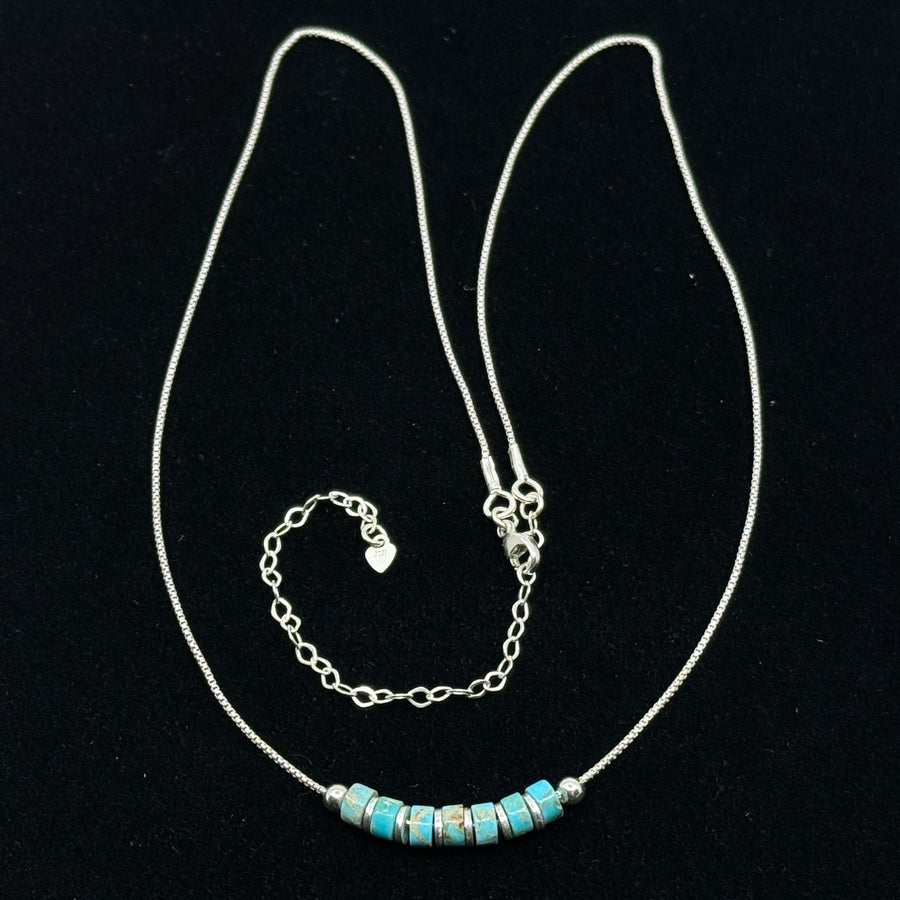 Bijou by Sam's Turquoise Beaded Necklace with Sterling Silver Chain