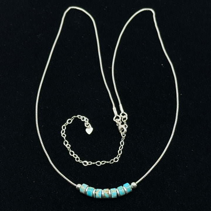 Bijou by Sam's Turquoise Beaded Necklace with Sterling Silver Chain