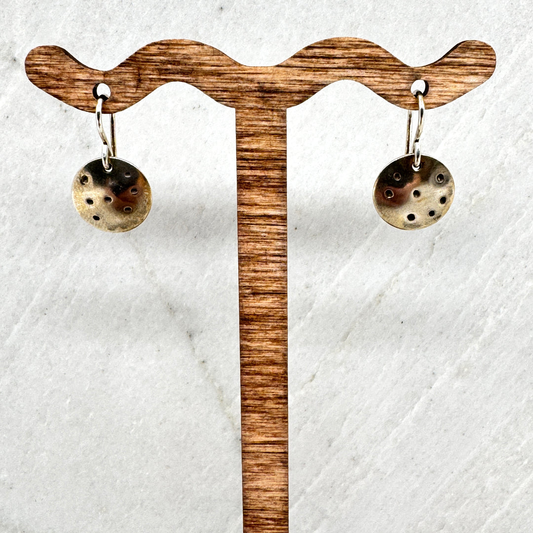 Pair of Fine Silver (.999) Dots Earrings with Sterling Silver (.925) Wires by Patagonian Hands
