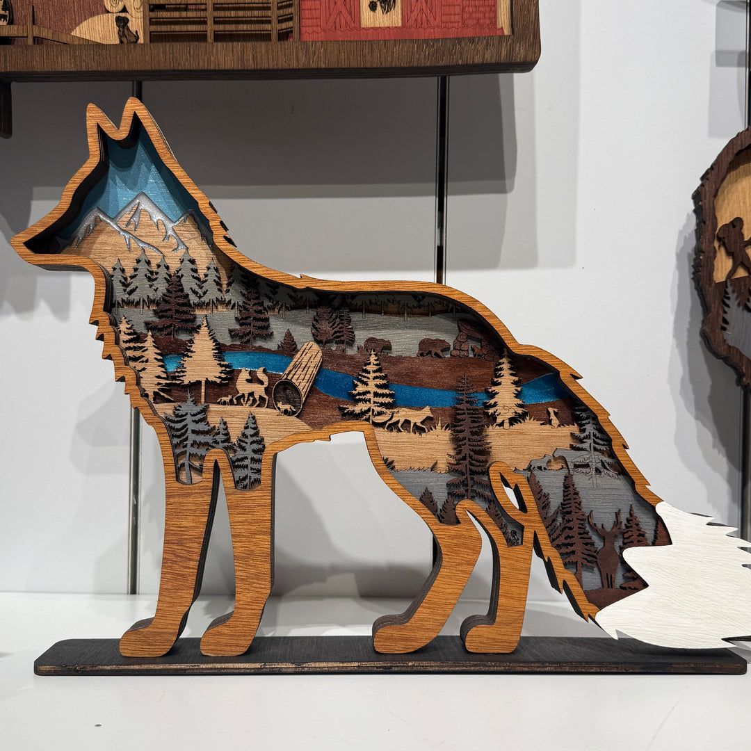 Fox 3D Layered Wood Art