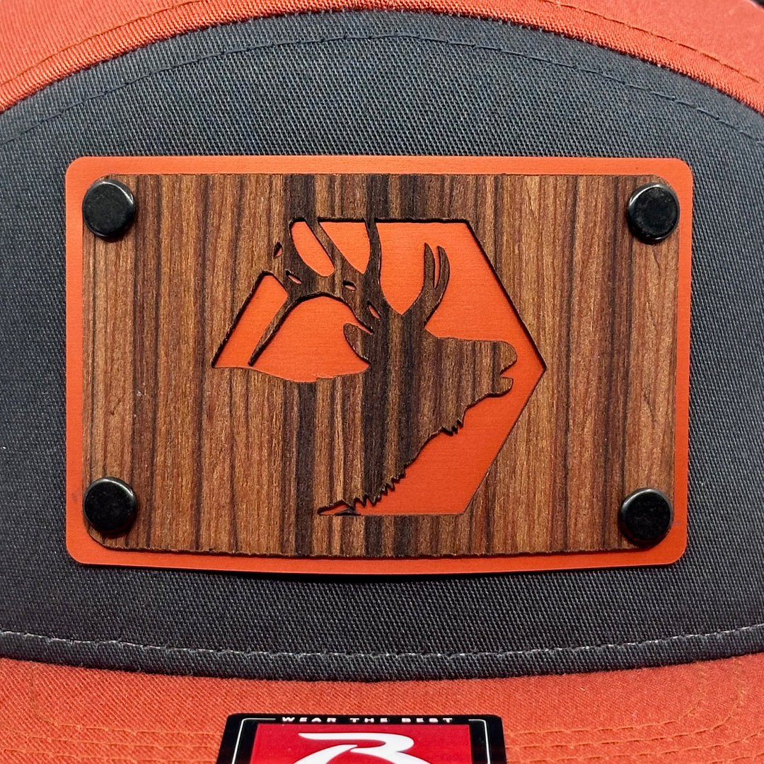 Elk Silhouette Rose Wood Tri-Colored Richardson Flat Bill Hat