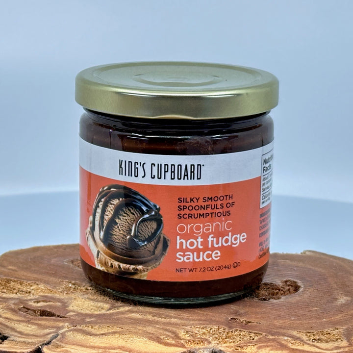 7.2 oz. jar of King's Cupboard Organic Hot Fudge Sauce, front