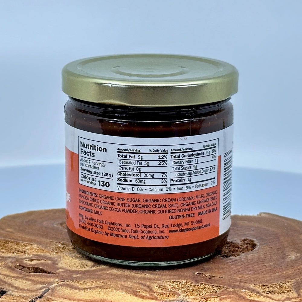 7.2 oz. jar of King's Cupboard Organic Hot Fudge Sauce, nutrition facts