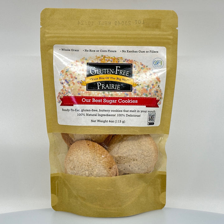 4 oz. bag of Gluten-Free Prairie's Our Best Sugar Cookies, front