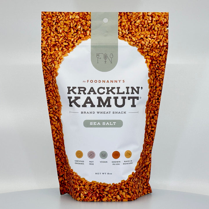 8 oz. bag of Big Sky Organics Kracklin' Kamut, Sea Salt flavor, front