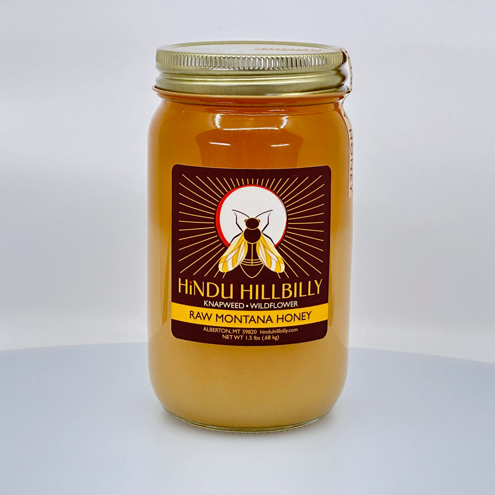 1.5 lb jar of Hindu Hillbilly knapweed & wildflower raw Montana honey