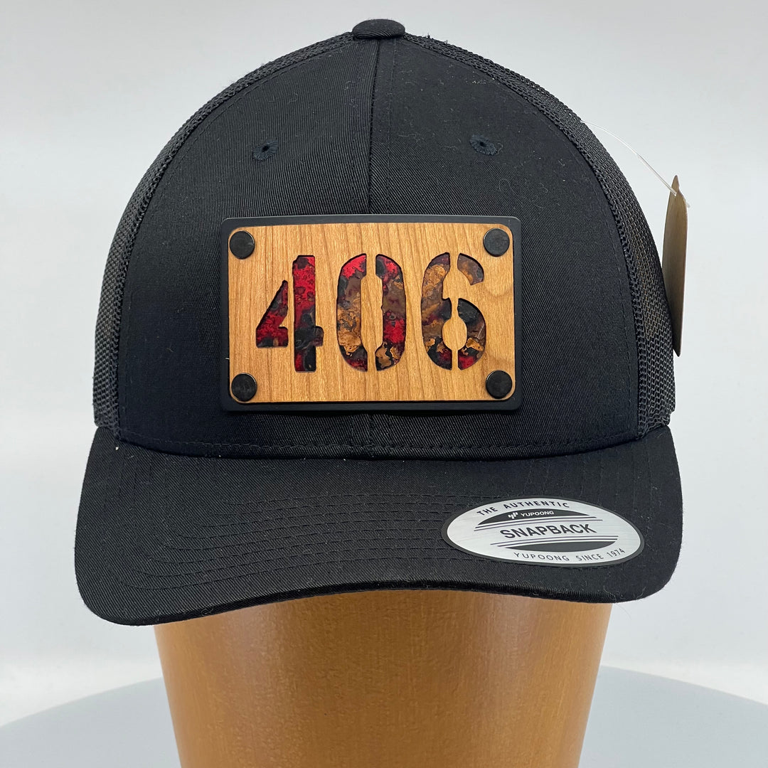 406 Cherry Wood & Red Copper Plate Patch Baseball Hat
