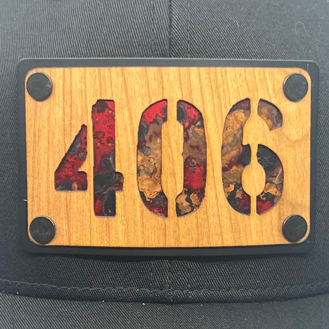 406 Cherry Wood & Red Copper Plate Patch Baseball Hat