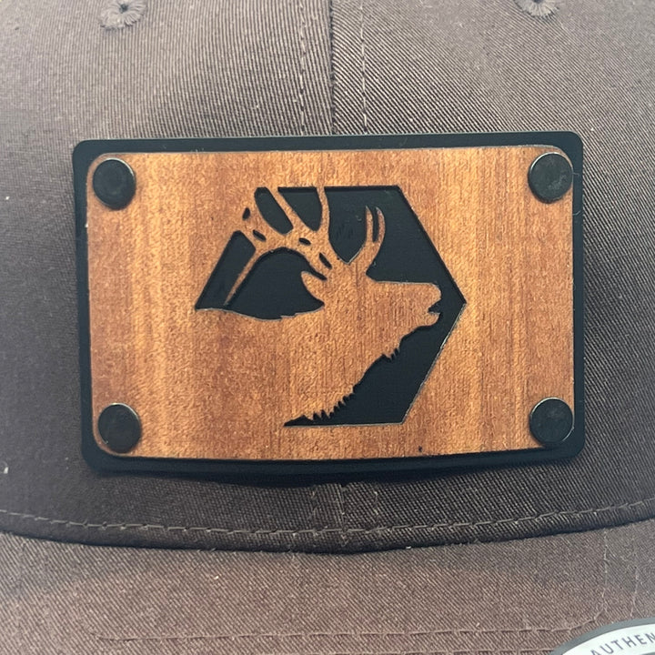 Mahogany Elk Plate Patch Trucker Hat - Brown & Khaki