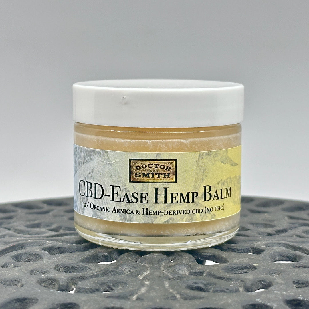 2 oz. jar of Dr. Smith Botanicals' Hemp-Ease Arnica & Hemp Balm, front