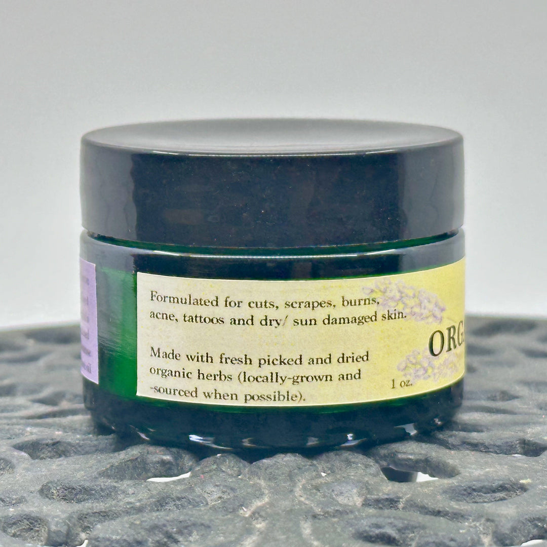 1 oz. jar of Dr. Smith Botanicals' Sandalwood & Frankincense Organic Healing Balm, description