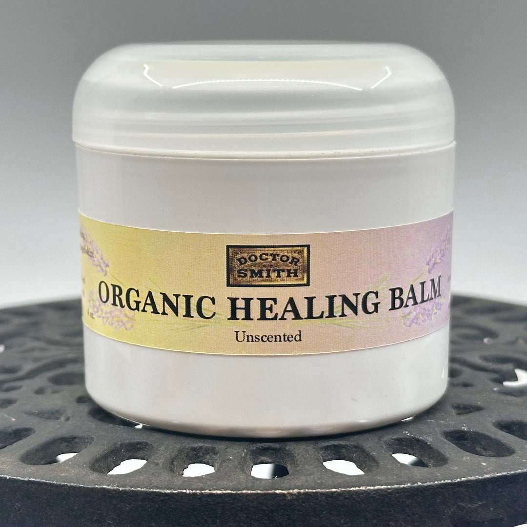 4 oz. jar of Dr. Smith Botanicals' Unscented Organic Healing Balm, front