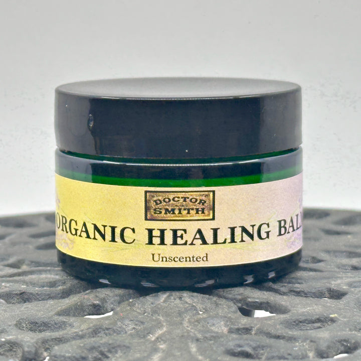 1 oz. jar of Dr. Smith Botanicals' Unscented Organic Healing Balm, front