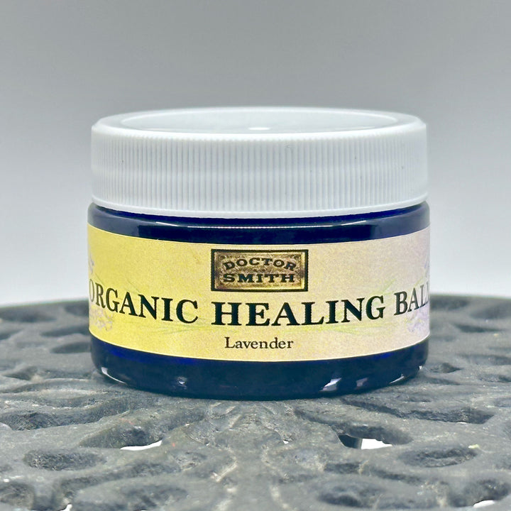 1 oz. jar of Dr. Smith Botanicals' Lavender Organic Healing Balm, front