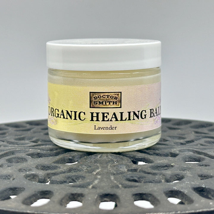 2 oz. jar of Dr. Smith Botanicals' Lavender Organic Healing Balm, front