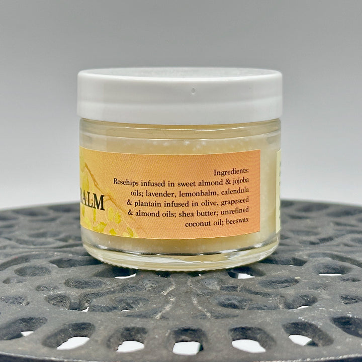 2 oz. jar of Dr. Smith Botanicals' Unscented Rosehip Oil Face Balm, ingredients