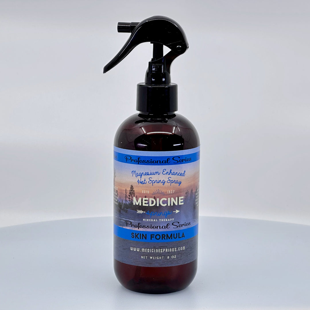 8 oz. bottle of Medicine Springs Professional Series Skin Formula Hot Spring Spray, front