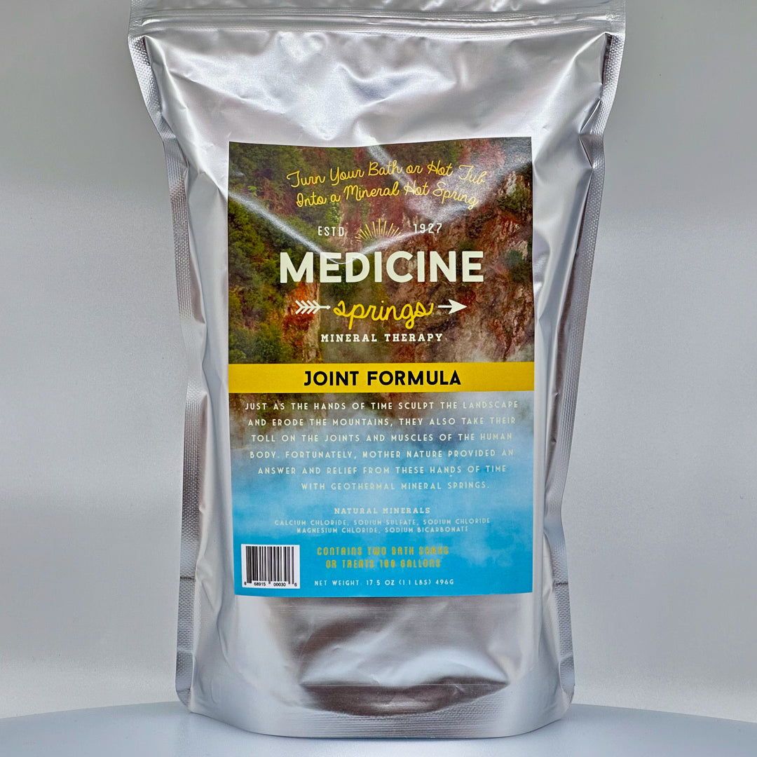 17 oz. bag of Medicine Springs' Joint Formula Mineral Bath Soak (2 soaks), front