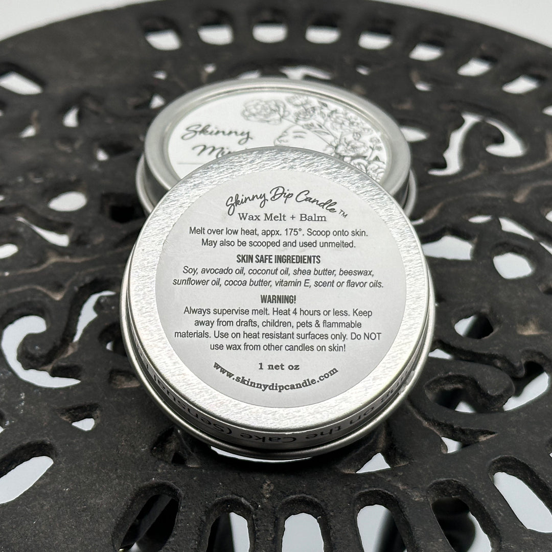 1 oz. tin of Skinny Dip Candle's Chocolate Decadence Lotion + Candle, description & ingredients
