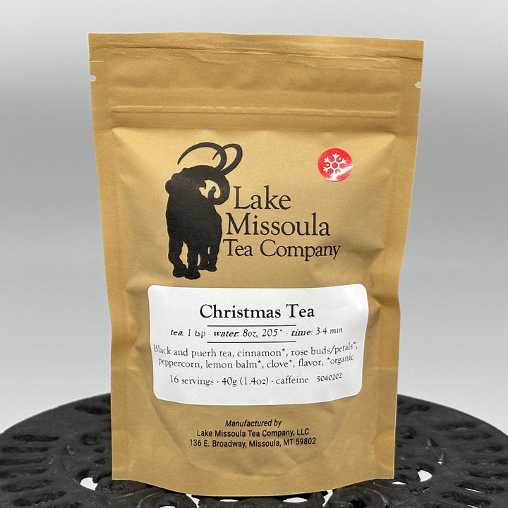1.4 oz. bag of Lake Missoula Tea Company's Christmas Tea, front