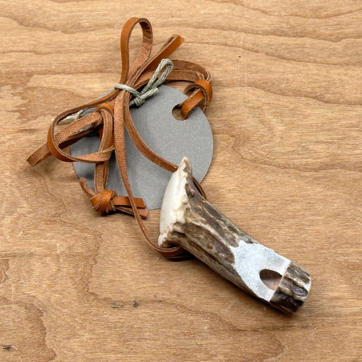 406 Antlery's natural antler whistle on a leather cord