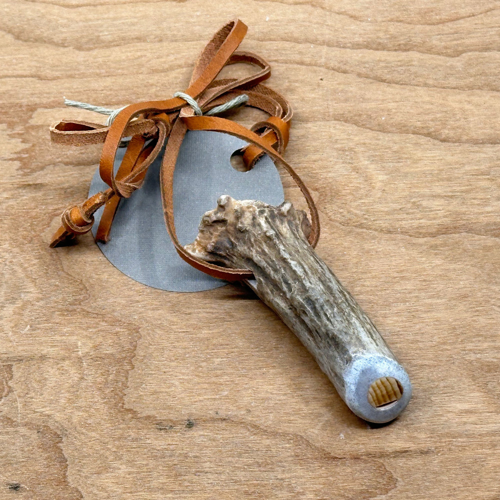 406 Antlery's natural antler whistle on a leather cord, back