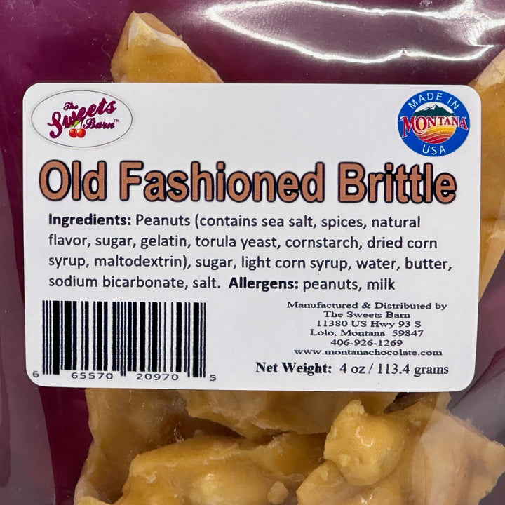 4 oz. bag of Lolo Sweets Barn Old Fashioned Peanut Brittle, ingredients