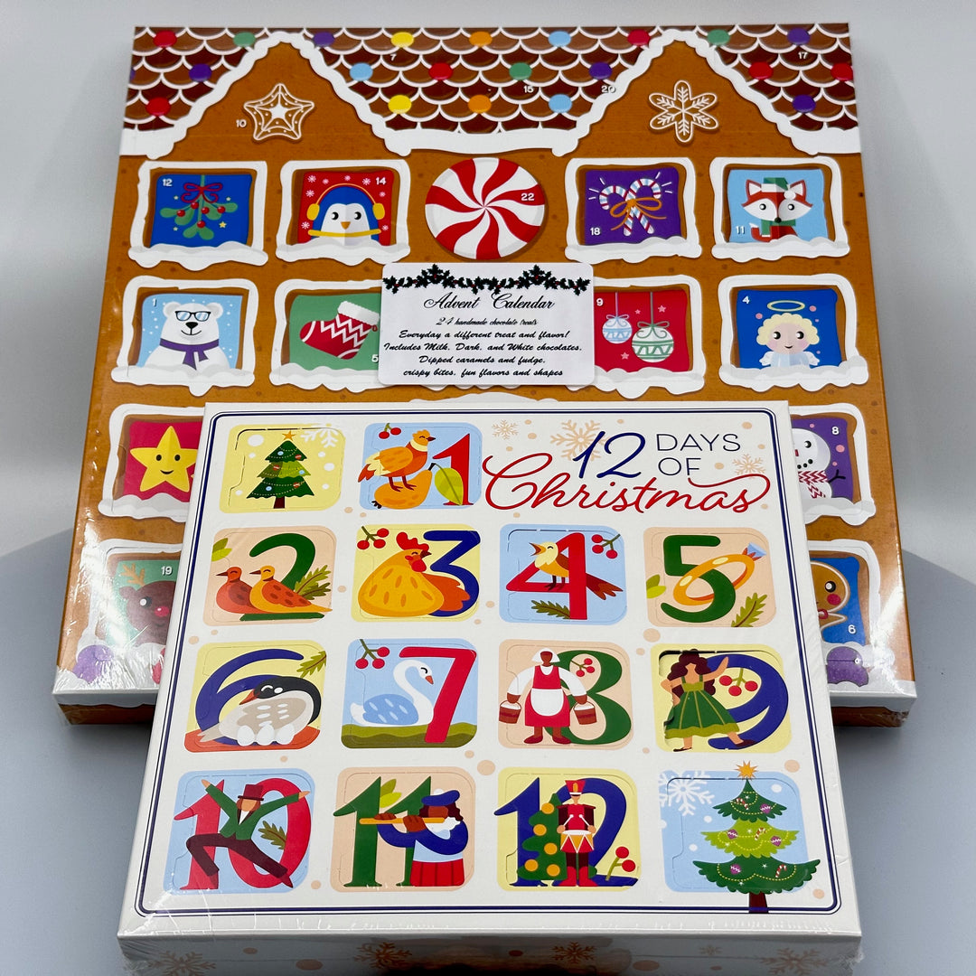 Lolo Sweets Barn Chocolate & Confections Advent Calendars, 2 sizes (12 days and 24 days), front