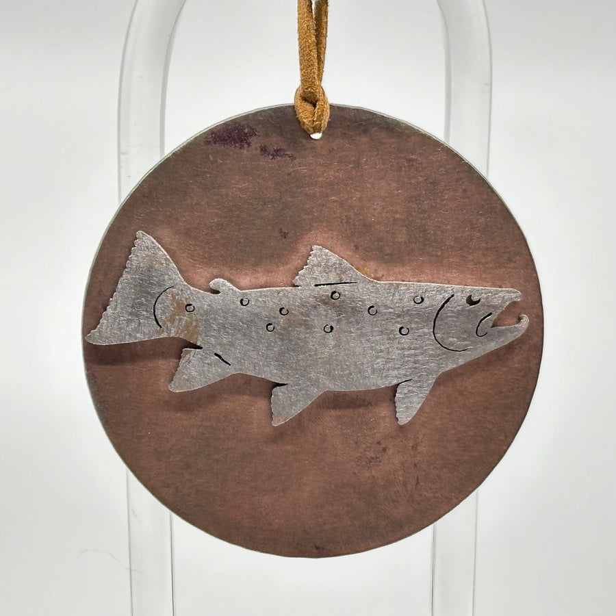 Larson Metal Arts Trout Circle Ornament, detail