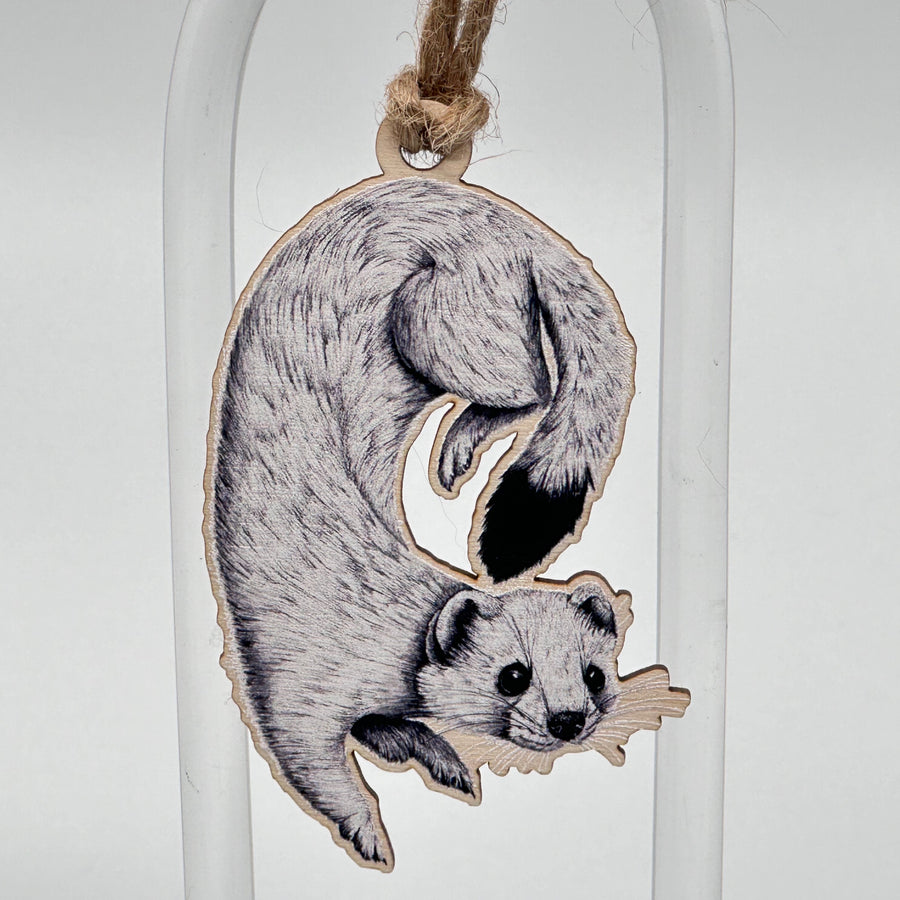 Brittany Finch Art Winter Stoat (Ermine) Ornament