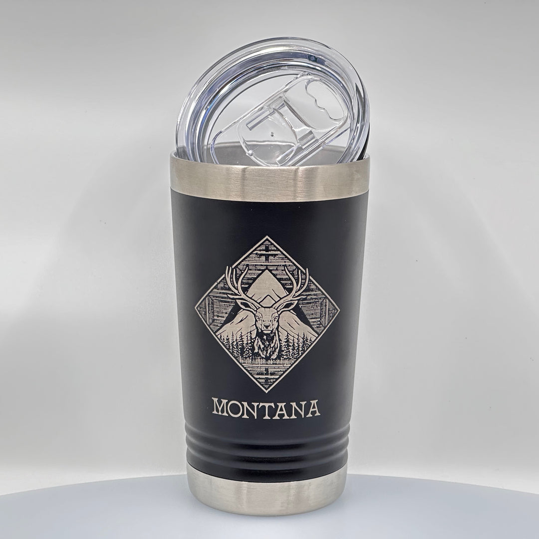Blue Peaks Creative Diamond Stag Etched Powder Coated Stainless Steel Tumbler