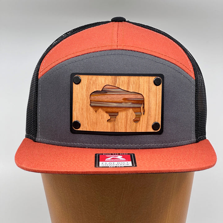 Bison Cherry Wood and Copper Richardson Flat Bill Hat