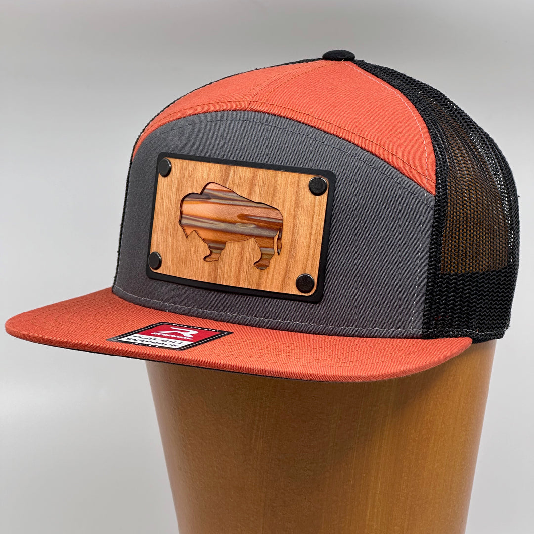 Bison Cherry Wood and Copper Richardson Flat Bill Hat