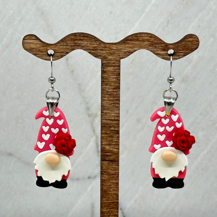 Pair of Bitterroot Shining Creations' Valentine Earrings (gnomes)