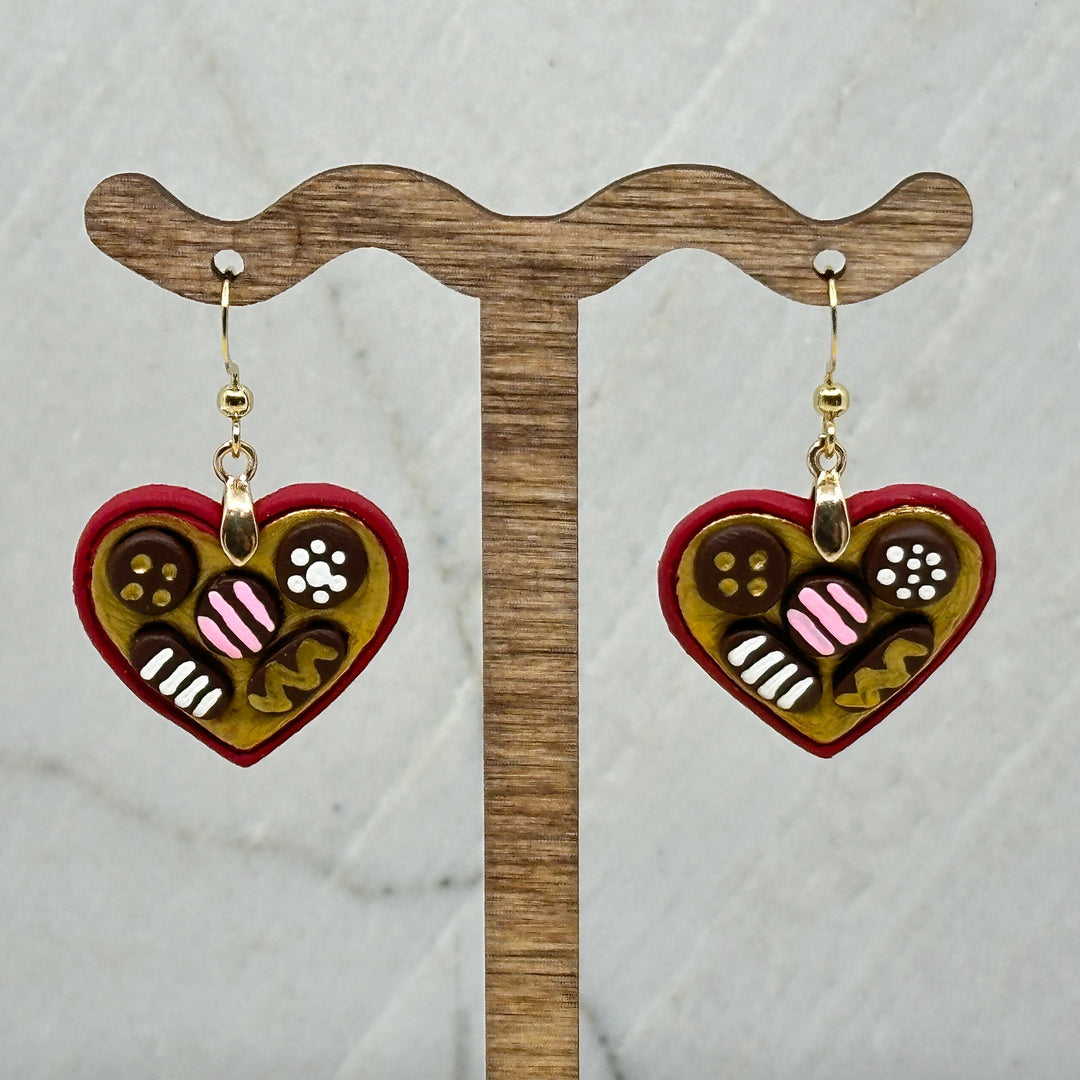 Pair of Bitterroot Shining Creations' Valentine Earrings (chocolate box)
