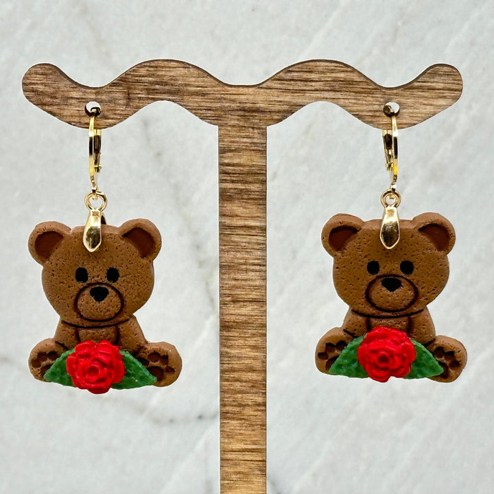 Pair of Bitterroot Shining Creations' Valentine Earrings (teddy bears)